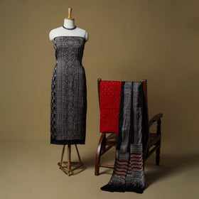 Ajrakh hand block print with bandhani modal silk natural
