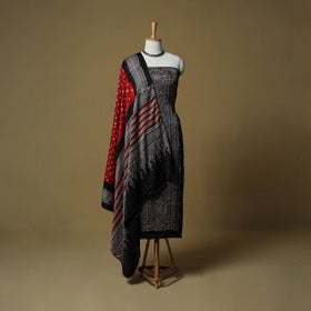 Ajrakh hand block print with bandhani modal silk natural