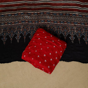 Ajrakh hand block print with bandhani modal silk natural