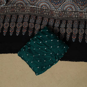 Ajrakh hand block print with bandhani modal silk natural