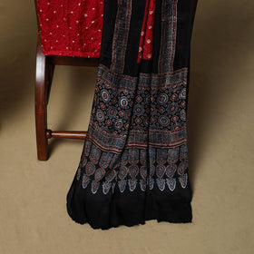 Ajrakh hand block print with bandhani modal silk natural