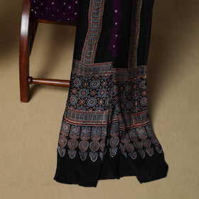 Ajrakh hand block print with bandhani modal silk natural