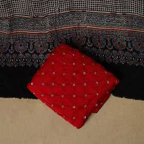 Ajrakh hand block print with bandhani modal silk natural