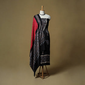 Ajrakh hand block print with bandhani modal silk natural