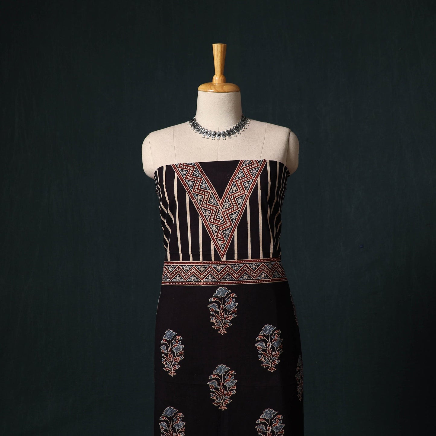 Ajrakh hand block print natural dyed cotton 2pc unstitched