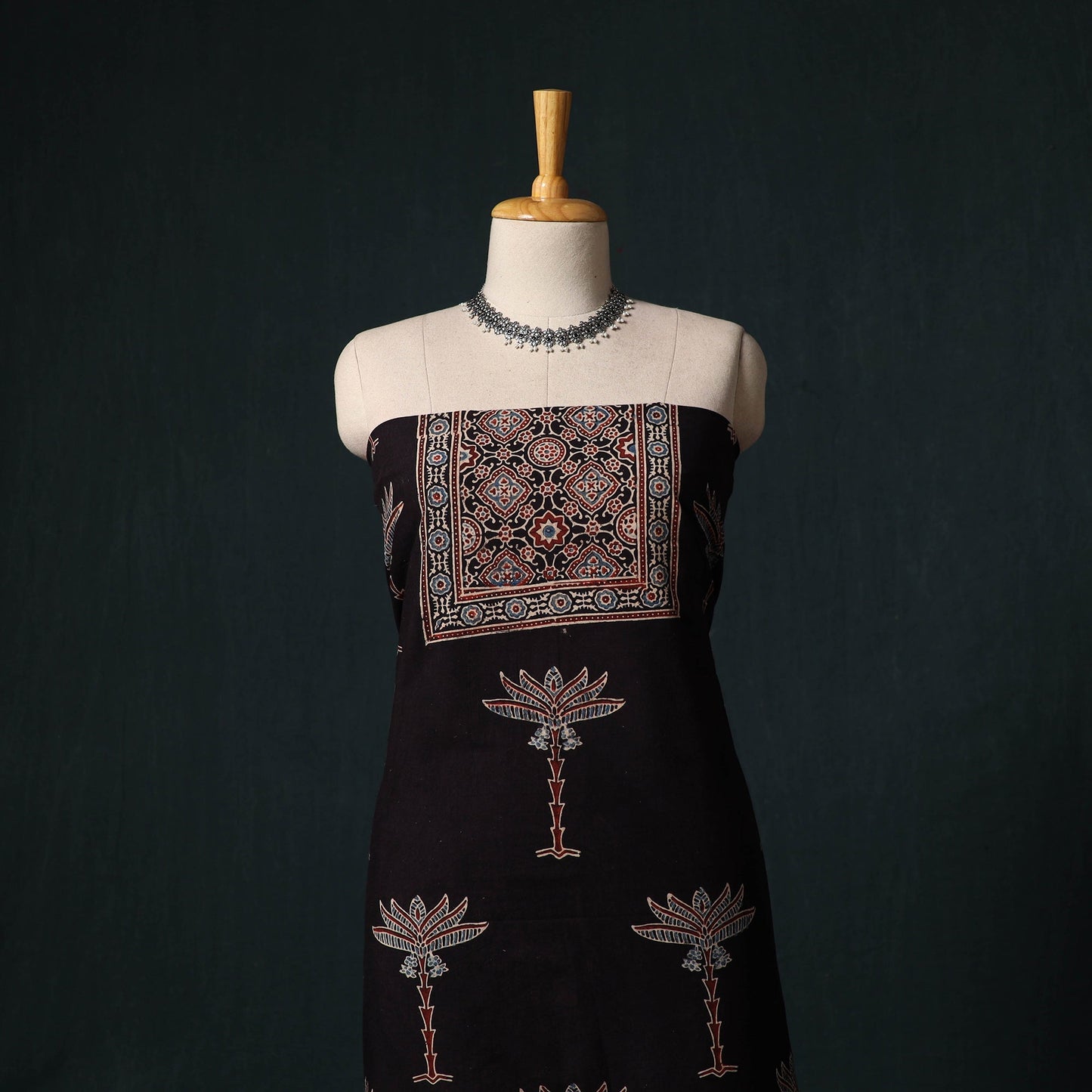 Ajrakh hand block print natural dyed cotton 2pc unstitched