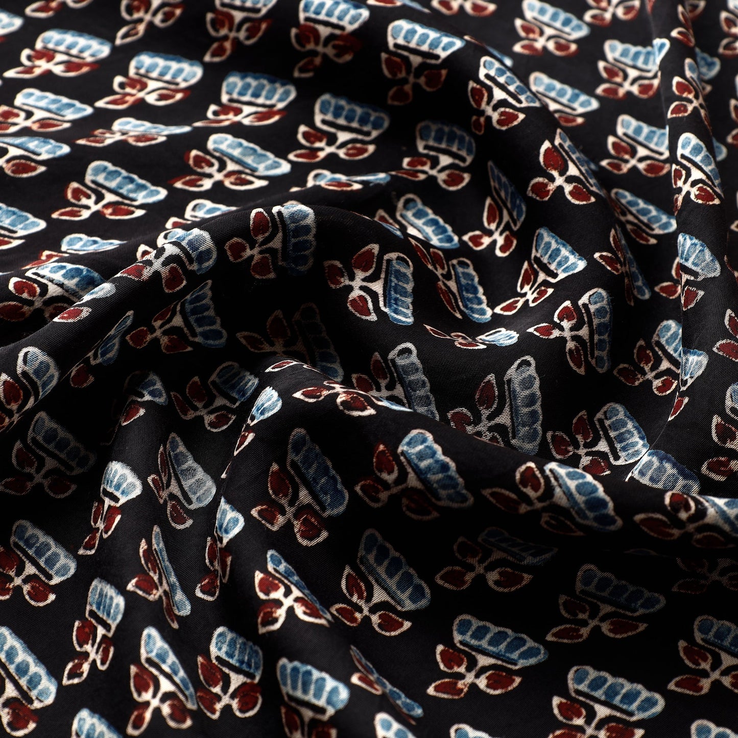  Ajrakh Hand Block Printed Modal Silk Precut Fabric 