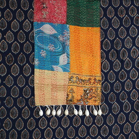 Black Ajrakh Print Cotton Patchwork Kurta Material (3m)