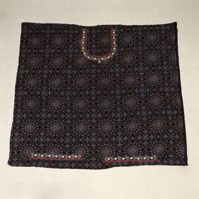 Black - hand embroidery cotton blouse piece 11 - handcrafted