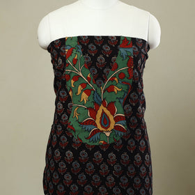 Buy Black Ajrakh Print Patchwork Cotton Kurta Material