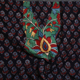 Buy Black Ajrakh Print Patchwork Cotton Kurta Material