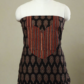 Buy Black Ajrakh Print Patchwork Cotton Kurta Material