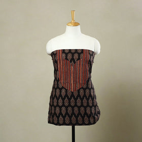 Buy Black Ajrakh Print Patchwork Cotton Kurta Material