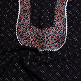  Black Ajrakh Print Patchwork Cotton Kurta Material