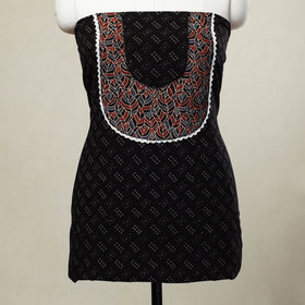  Black Ajrakh Print Patchwork Cotton Kurta Material