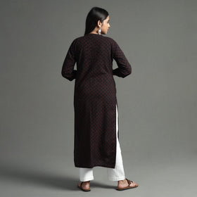 Akola Block Print Cotton Long Straight Kurta for Women