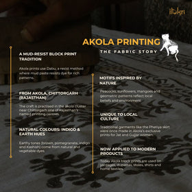 Black - akola hand block printed cotton fabric - handcrafted