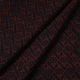 Buy Black Akola Block Printed Cotton Fabric Online