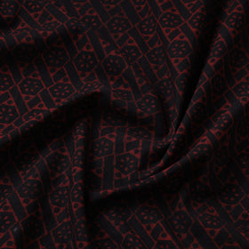 Buy Black Akola Block Printed Cotton Fabric Online