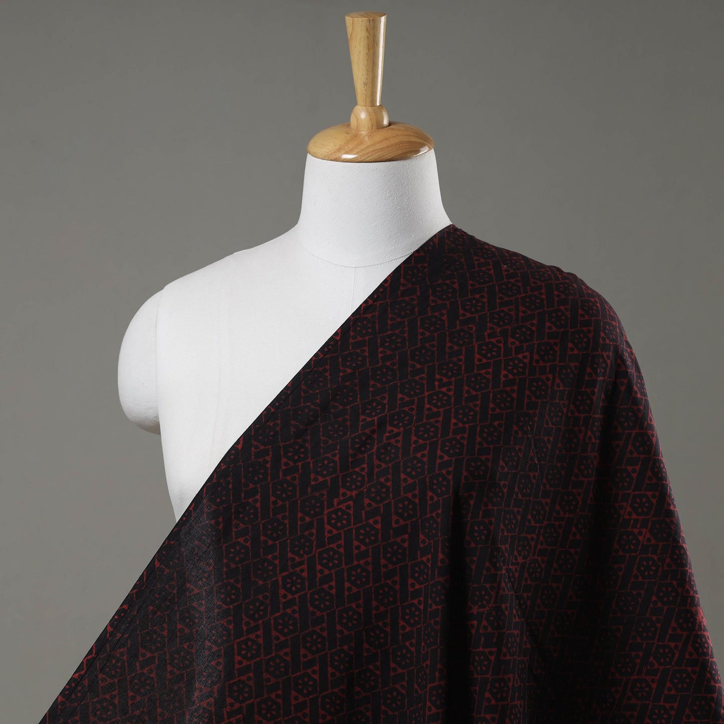 Buy Black Akola Block Printed Cotton Fabric Online