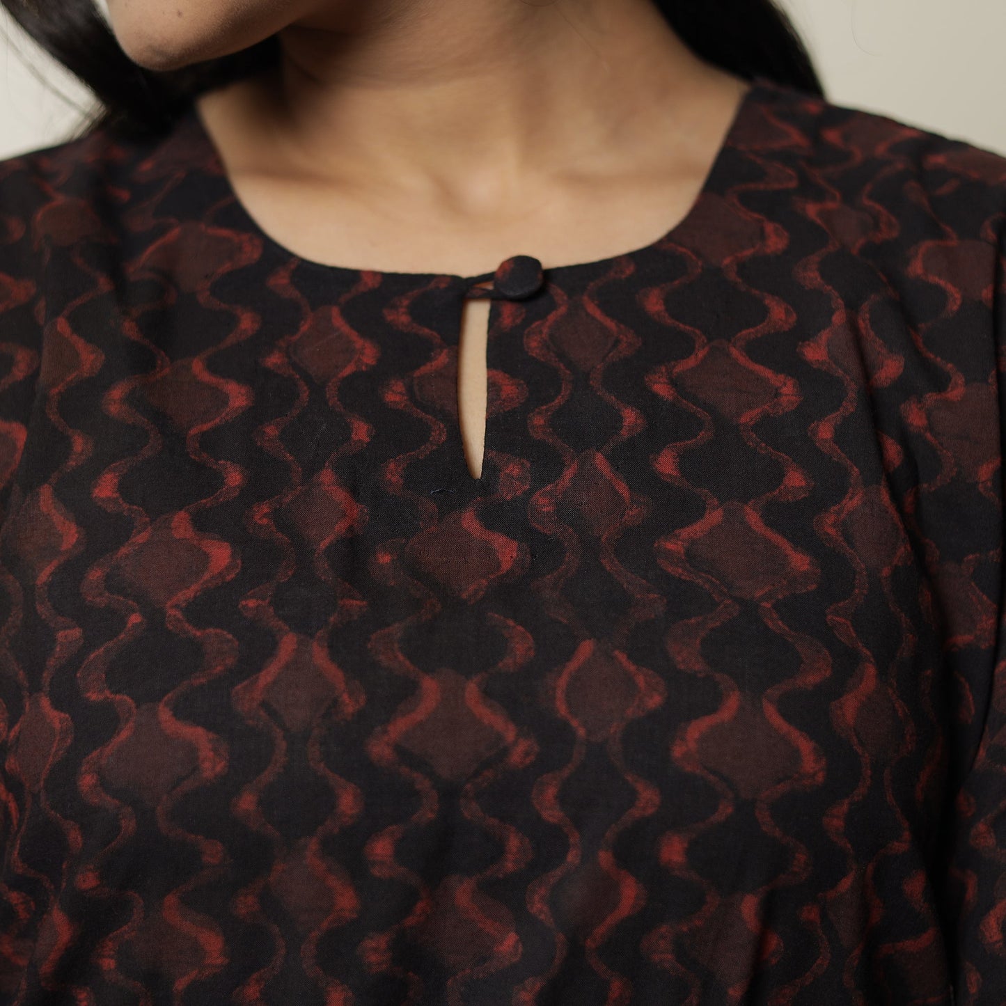 Akola Hand Block Print Cotton Long Straight Kurta for Women