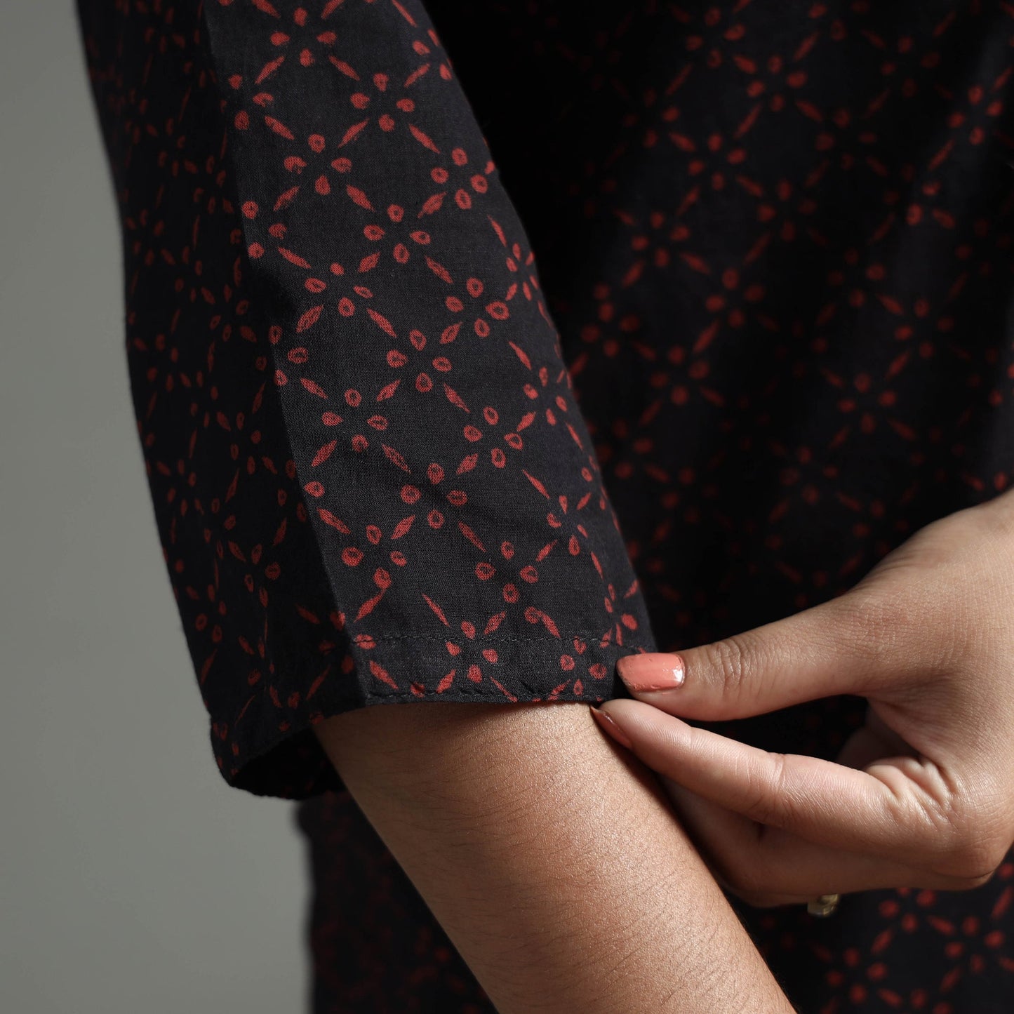 Akola Block Print Cotton Long Straight Kurta for Women