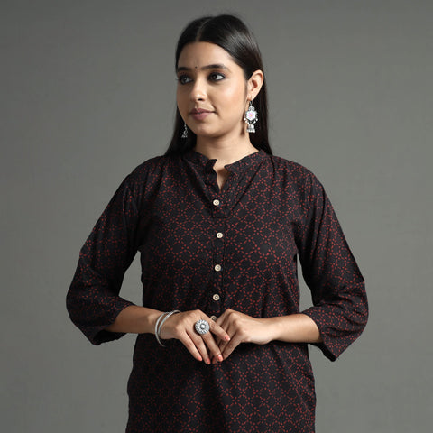 Akola Block Print Cotton Long Straight Kurta for Women