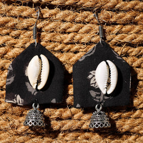 Black - akriti handcrafted gs & shell work fabart earrings