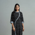 Black - angrakha cotton straight pochampally ikat kurta 09