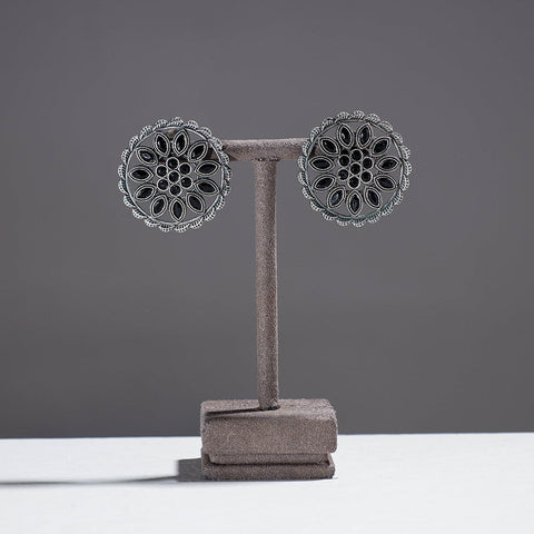  Antique Finish Oxidised German Silver Stud Earrings 