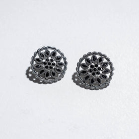  Antique Finish Oxidised German Silver Stud Earrings 