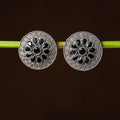  Antique Silver Finish Oxidised Brass Base Stone Work Stud Earrings 