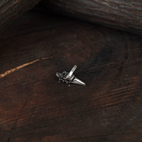 Black - antique silver finish oxidised stone work ring 57