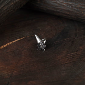 Black - antique silver finish oxidised stone work ring 57