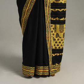 Black - applique patchwork mul cotton tagai saree 01