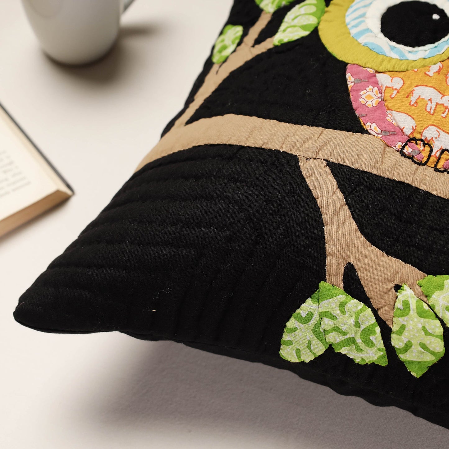  Applique Quilted Cotton Cushion Cover 