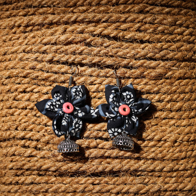 Black - ashika handcrafted gs fabart phool kali earrings