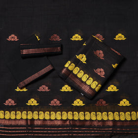 Black Assam Handloom Tussar Mekhela Chador with Blouse Piece