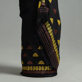 Black Assam Handloom Tussar Mekhela Chador with Blouse Piece