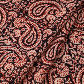 Red Bagh Block Print Kantha Work Natural Dyed Cotton Fabric