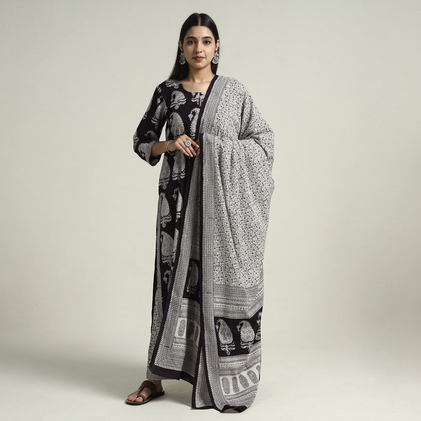 Buy Bagh Block Printed Cotton Kurta with Palazzo & Dupatta Set 03 Online at iTokri.com