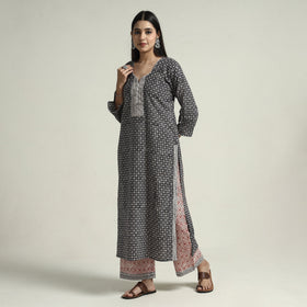  Bagh Block Printed Cotton Kurta with Palazzo & Dupatta Set 09 