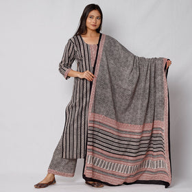  Bagh Block Printed  Cotton Long Kurta with Palazzo & Dupatta Set 15 Online l iTokri.com