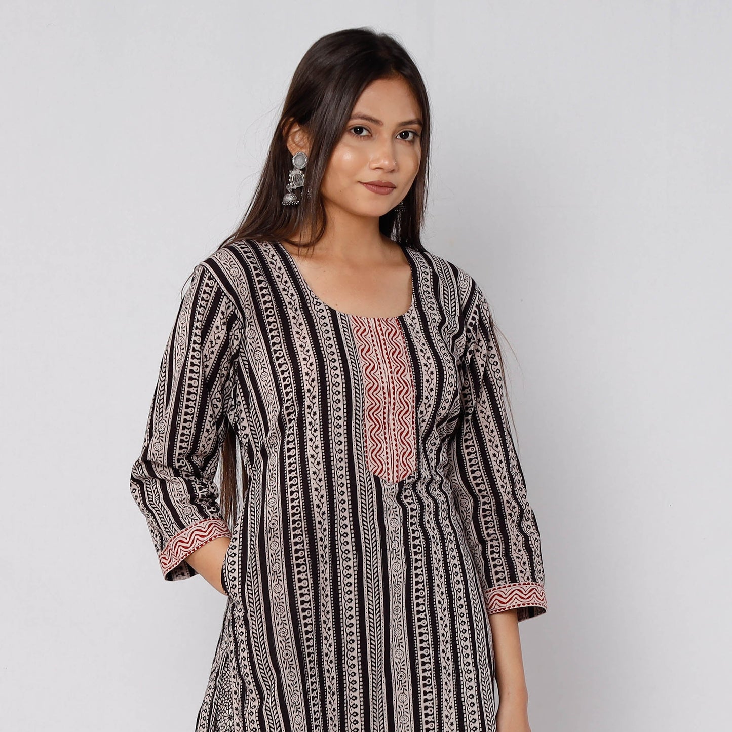  Bagh Block Printed  Cotton Long Kurta with Palazzo & Dupatta Set 15 Online l iTokri.com
