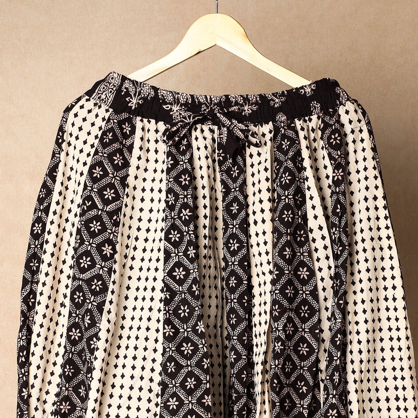 Black - bagh printed cotton long skirt - handcrafted