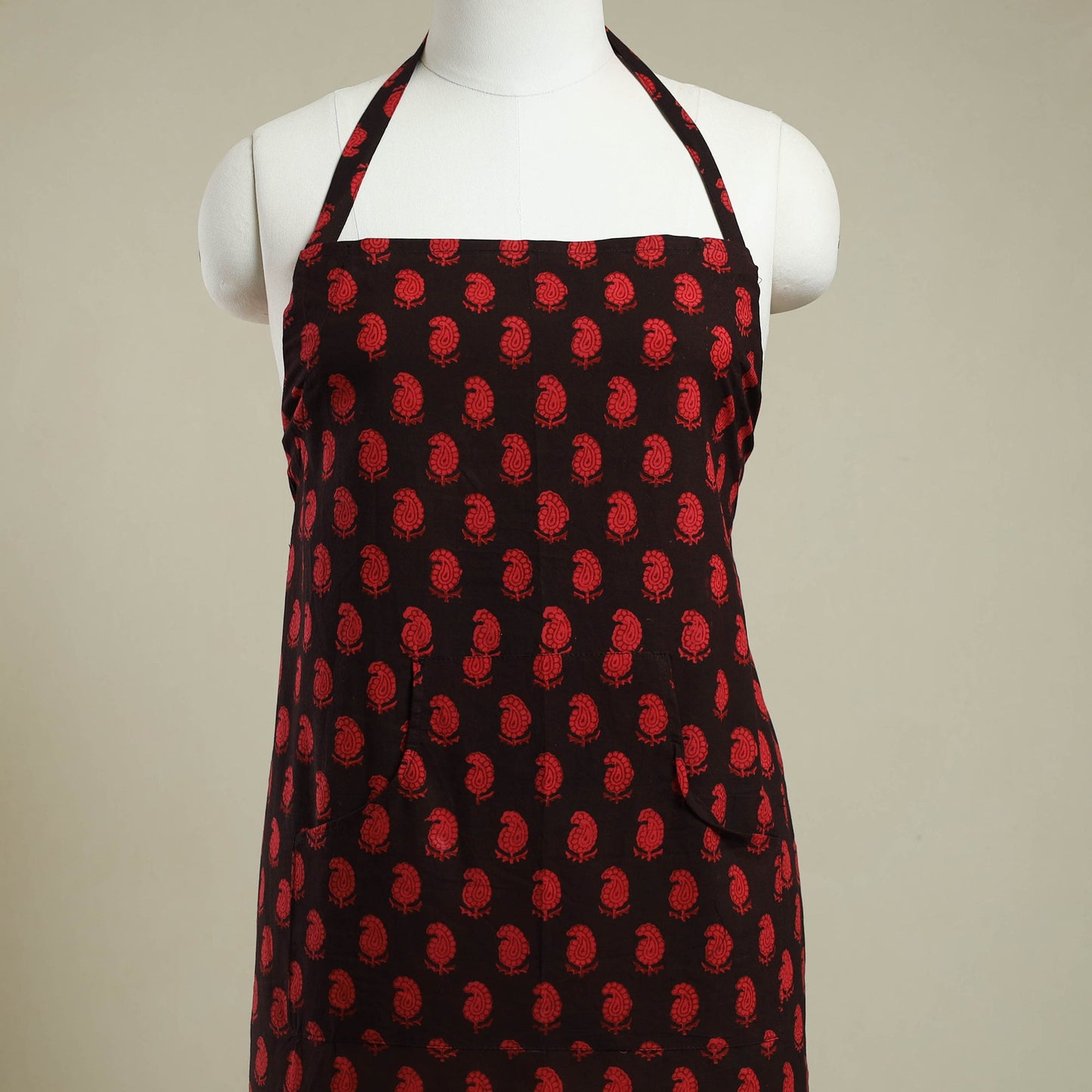 Buy Black Bagh Block Print Cotton Apron with Pocket