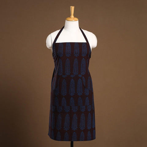 Buy Brown Bagh Block Print Cotton Apron with Pocket