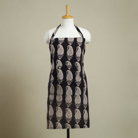 Buy Black Bagh Block Print Cotton Apron with Pocket