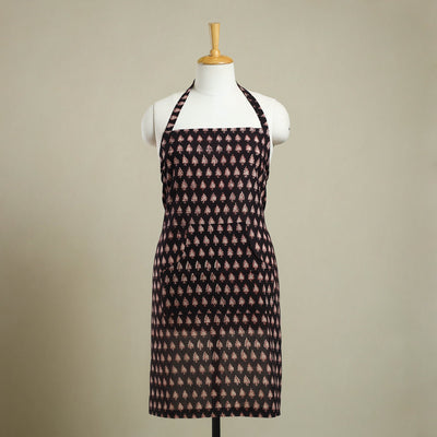 Buy Black Bagh Block Print Cotton Apron with Pocket