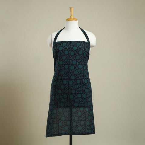 Buy Black Bagh Block Print Cotton Apron with Pocket